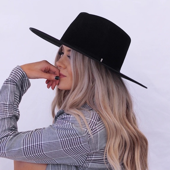 Haute Ellie Accessories - BILLIE-Black Ultra Structured Wool Rancher Hat